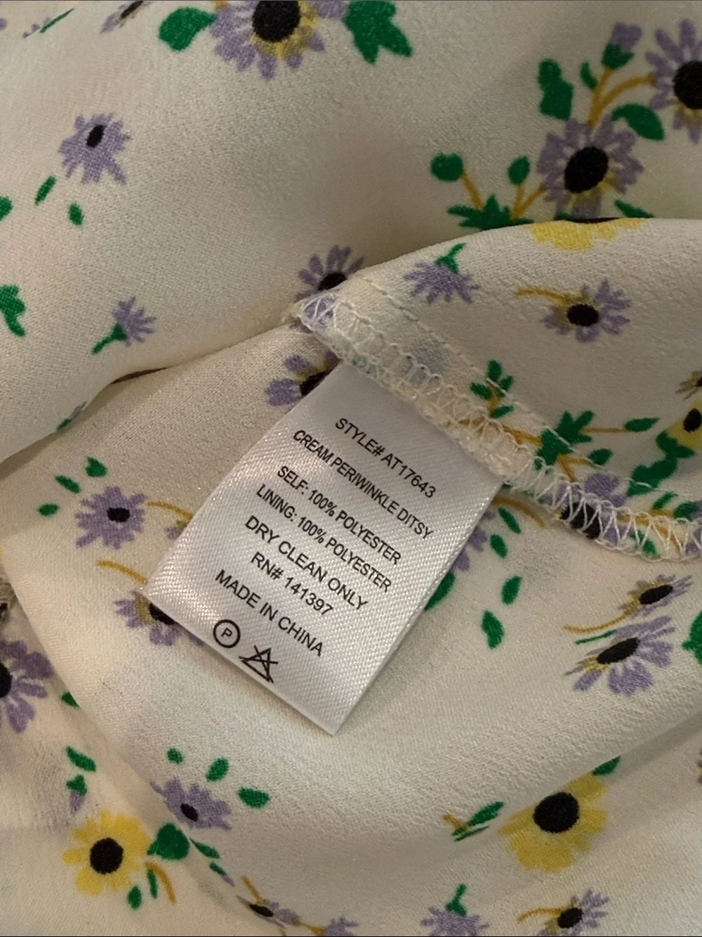 ASTR the label: Floral Long Sleeve, Open Back Top - Cream, Periwinkle Ditsy